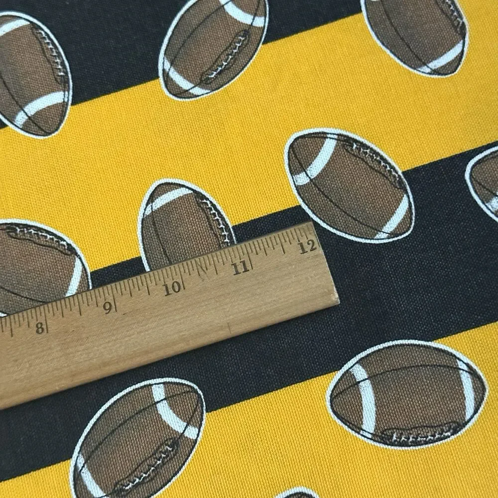 Football Game Day Yellow Black Stripe Home Decor Canvas Fabric Iowa Remnants